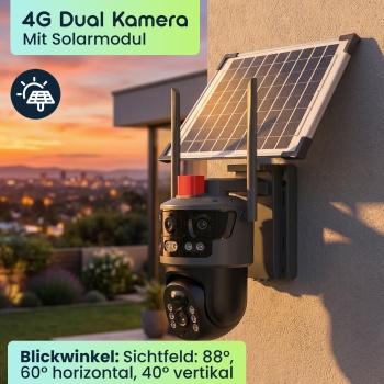 Preview: 4G Dual Kamera mit Solarmodul, mit Full-HD-Videoauflösung, Zwei-Wege-Kommunikation - Smarte Sicherheit ohne Stromanschluss