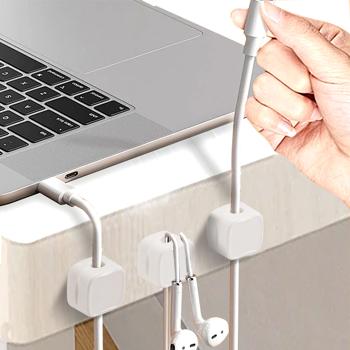 6er-Set Kabelorganizer mit Magnetclip, weiss: Schreibtisch-Kabelhalter, selbstklebend & flexibel – Nie wieder Kabelsalat im Büro & Zuhause