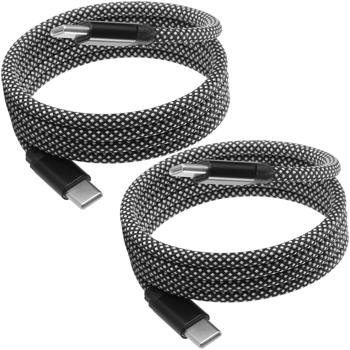 Preview: 2er-Set USB-C Ladekabel 100W, 1m: Magnetische Aufrollfunktion, schnell & knotenfrei – zuverlässig für Samsung, Xiaomi, iPad, iPhone, Notebooks uvm.