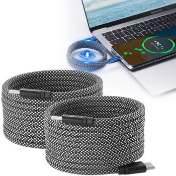 2er-Set USB-C Ladekabel 100W, 2m: Magnetische Aufrollfunktion, schnell & knotenfrei – zuverlässig für Samsung, Xiaomi, iPad, iPhone, Notebooks uvm.