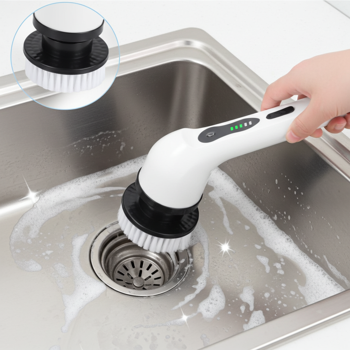 Preview: Effektive Elektrische Reinigungsbürste mit 9 Bürstenköpfen, Teleskopgriff, Akku, 7,2 Watt - Kabellos & kraftvoll – Für Bad, Küche & Aussenbereich - mühelose Sauberkeit