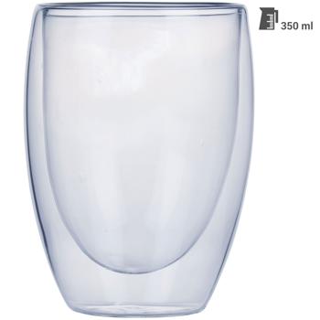 Preview: Doppelwandiges Kaffee-Glas, 350 ml, Schwebeeffekt, hitzebeständiges Barista Glas, Cappuccino, Latte-Macchiato, Tee
