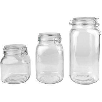 Preview: Vorratsgläser-Set mit Spannverschluss (3er-Set) – Glasdosen 1L, 1.5L, 2.2L mit Aromaschutz-Dichtung für Küche & Vorrat