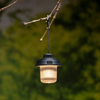 Preview: LED Campinglampe mit 3 Modi, schwarz: 180lm, Akku, praktischer Aufhänger – helle, mobile Beleuchtung für Outdoor-Abenteuer