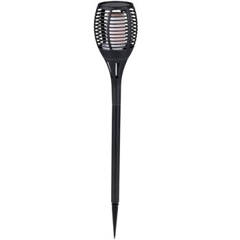 Preview: Solargartenfackel mit Erdspiess, je 9 x 59 cm, flackernder Flammeneffekt für Garten & Terrasse, für stimmungsvolle Abende