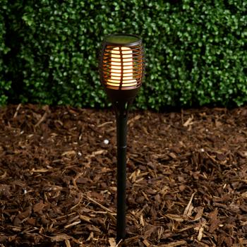 Preview: Solargartenfackel mit Erdspiess, je 9 x 59 cm, flackernder Flammeneffekt für Garten & Terrasse, für stimmungsvolle Abende