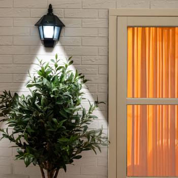 Preview: 4er-Set Retro Wandleuchte mit 2 Leuchtmod, Flammeneffekt und Warmweiss, mit Solarpanel, 31 helle LEDs, Solar-Wandlampe für Garten Balkon Terrasse