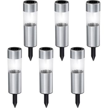 Elegante Solar-Wegeleuchte mit Erdspiess, 6er-Set, Ø 4,5 x H 15 cm, Gartenlampen für Terrasse, Rasen, Garten, Einfahrten