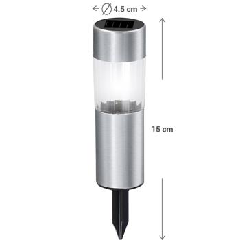Preview: Elegante Solar-Wegeleuchte mit Erdspiess, 6er-Set, Ø 4,5 x H 15 cm, Gartenlampen für Terrasse, Rasen, Garten, Einfahrten