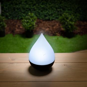 Preview: Tropfen LED Solarleuchte Ø 14 cm - Warmes Licht für Terrasse, Balkon & Garten - Kabellose Deko-Lampe mit Solarbetrieb & austauschbarem Akku (AA 600 mAh)