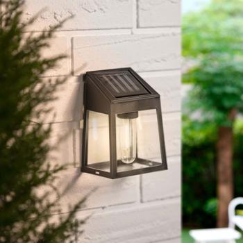 Preview: Moderne Solar Wandleuchte: warm-weisses Licht, PIR-Sensor, IP44, schwarz – Stilvolle & effiziente Aussenbeleuchtung für Ihr Zuhause