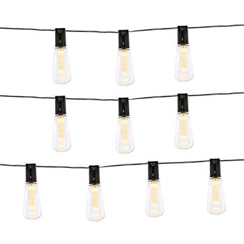 Preview: Solar-LED-Lichterkette mit 10 warmweissen LED Glühbirnen, 3,35 m, wetterfest, 2-Leuchtmodi, für Garten, Balkon & Terrasse