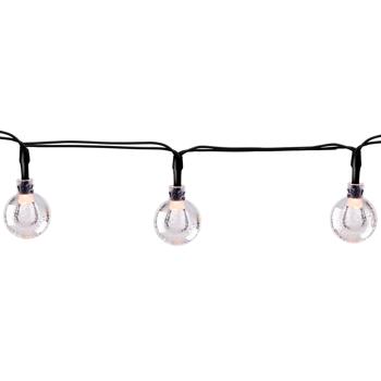 Solar-LED-Lichterkette mit 50 warmweissen LED Glühbirnen, 6,9 m, wetterfest, 8-Leuchtmodi, für Garten, Balkon & Terrasse