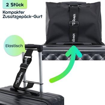 Preview: Zusatzgepäck-Gurt (2er-Set) für Koffer – Elastischer Gurt für Handgepäck, Rucksack & Reisetaschen – Sicherer Ringverschluss