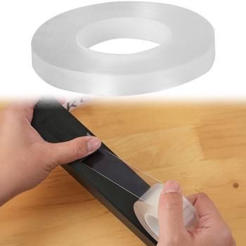 Doppelseitiges Nano-Klebeband Transparent (5m x 10mm): Starke 110g/cm² Haltekraft, Wiederverwendbar, spurlos ablösbar