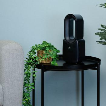 Preview: Mobiler Rotorloser Tischventilator (Schwarz) mit LED Licht & Akku: Sicher, leise & kabellos für angenehme Kühlung