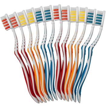 Zahnbürsten 12er-Set - 3 verschiedene Farben für optimale Mundhygiene & gesunde Zähne - Hochwertiger Vorratspack für Familie & Reisen - Hygienisch