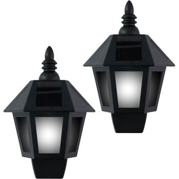 2er-Set Retro Wandleuchte mit 2 Leuchtmod, Flammeneffekt und Warmweiss, mit Solarpanel, 31 helle LEDs, Solar-Wandlampe für Garten Balkon Terrasse