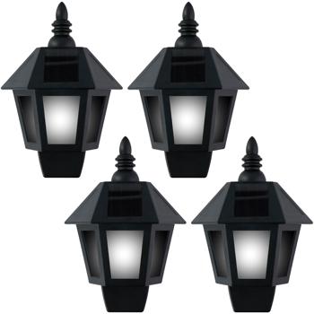 4er-Set Retro Wandleuchte mit 2 Leuchtmod, Flammeneffekt und Warmweiss, mit Solarpanel, 31 helle LEDs, Solar-Wandlampe für Garten Balkon Terrasse