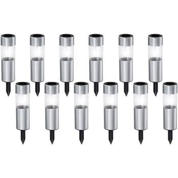 Elegante Solar-Wegeleuchte mit Erdspiess, 12er-Set, Ø 4,5 x H 15 cm, Gartenlampen für Terrasse, Rasen, Garten, Einfahrten