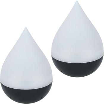 2er-Set Tropfen LED Solarleuchte - Solarbetrieben für Innen & Aussen - Dekorative Garten-, Terrassen- & Balkonbeleuchtung - Warmes Licht - Ø 14 cm