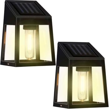 2er-Set Moderne Solar Wandleuchte: warm-weisses Licht, PIR-Sensor, IP44, schwarz – Stilvolle & effiziente Aussenbeleuchtung für Ihr Zuhause
