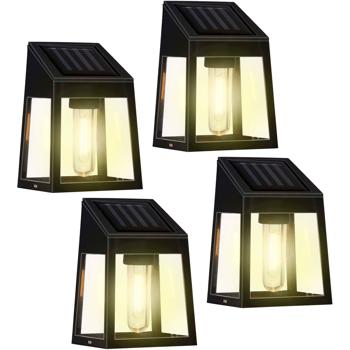 4er-Set Moderne Solar Wandleuchte: warm-weisses Licht, PIR-Sensor, IP44, schwarz – Stilvolle & effiziente Aussenbeleuchtung für Ihr Zuhause