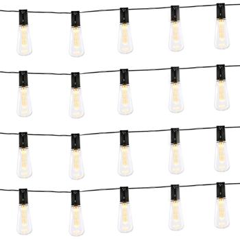 Preview: 2er-Set Solar-LED-Lichterkette mit 10 warmweissen LED Glühbirnen, 3,35 m, wetterfest, 2-Leuchtmodi, für Garten, Balkon & Terrasse