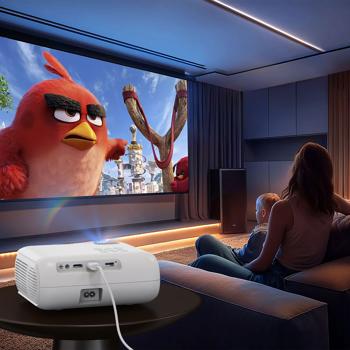 Preview: Full-HD Beamer 1080p Heimkino-Projektor mit Lautsprecher – Beamer mit Fernbedienung, Bluetooth, 5G WiFi, Airplay & 120 Zoll Projektion