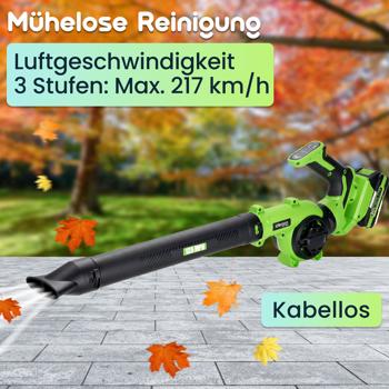 Preview: 20V Akku-Laubbläser: Das Handheld 4 in 1 Kraftpaket für mühelose Gartenarbeit und schnelle Reinigung - Perfekt für Haus, Garten und Terrasse