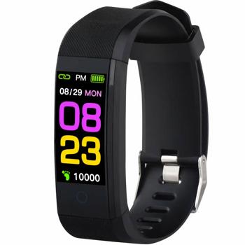 Elegante, schmale Fitnessuhr, Farbdisplay (schwarz) – Herzfrequenz, Schlaf, Schritte & Bluetooth – Fitness Tracker Armband für präzise Aktivitätsdaten