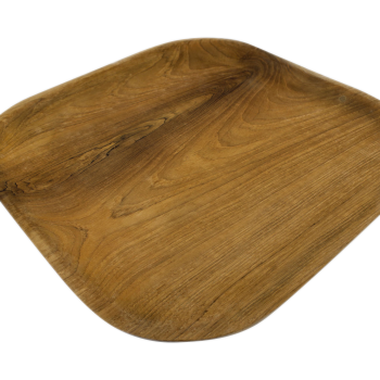 Grosse Schale aus Teakholz, flach und quadratisch, 30 x 30cm