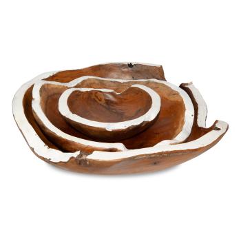 Extravagante runde Schalen aus Teakholz 3er-Set, verschiedene Grössen