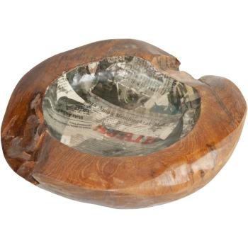 Teakholz Schale mit Zeitungs-Finish - Handgefertigt, 30x30x15cm, Unikat - Ideal als Dekoration & zur Aufbewahrung von Knabbereien
