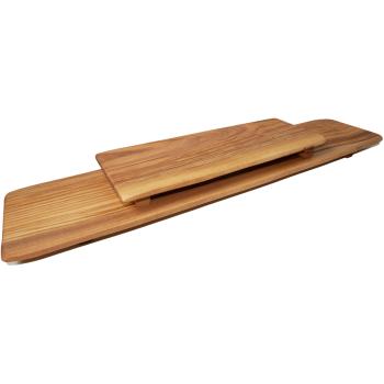 Preview: Sushi Servierbrett Set 2tlg aus Olivenholz - Handgefertigt, mit Füssen & Saftrille - Antibakteriell - Ideal für Sushi, Sashimi - Made in Italy - 13x55/28cm