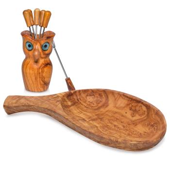 Tapas-Set Eule: Schale 26 cm + Eule mit Snack- & Olivengabeln 8-teilig