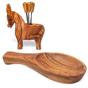 Tapas-Set Esel: Schale 22 cm + Esel mit Snack-& Olivengabeln, 8-teilig
