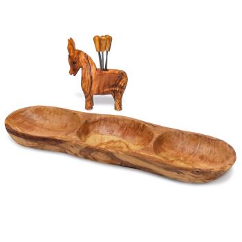 Knabber-Set Esel, Olivenholz, 8-teilig