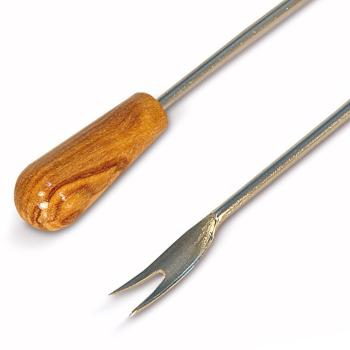 Preview: Tapas-Set 13-teilig aus Olivenholz - Handgefertigte Apéro-Schale 3 Fächer 33x10x7cm & 12 Partygabeln 10x4x3cm - Antibakteriell - Unikat