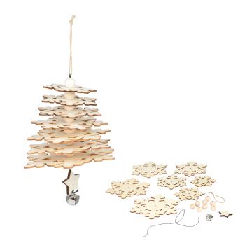 Preview: 2er-Set 3D-Bastel-Deko Naturholz - Weihnachtsbaum, Stern, Dreieck - Kreativer Weihnachtsschmuck zum Bemalen & Verzieren - Braun/Natur, Holz