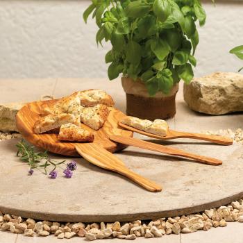 Preview: Rundes Olivenholzbrett 3er-Set - Schneidebrett & Servierplatte mit Kordel zum Aufhängen - Handgefertigt, Made in Italy - 18/21/25cm