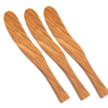 Buttermesser Olivenholz 3er-Set - Exklusives Streichmesser 17cm für Frühstück & Brotzeit - Handgefertigt, Unikat, langlebig, rustikal edles Design