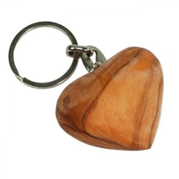 Preview: 3er-Set Schlüsselanhänger Delfin, Eule und Herz, aus Olivenholz, braun, 5 x 5 cm