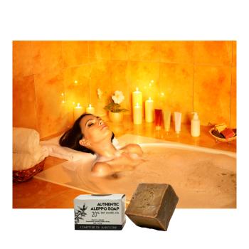 Preview: 3er-Set Original Aleppo-Seife - handgemacht in Syrien - 100% natürlich-vegan-Olivenöl-Lorbeeröl 20% - sanft-feuchtigkeitsspendend-antibakteriell - 3x200g