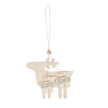 Preview: 4er-Set Holz-Anhänger Weihnachten - Rentier, Weihnachtskugel, Christbaum & Stern - Natur zum Beschriften/Bemalen - Deko für Baum, Geschenke & Tisch