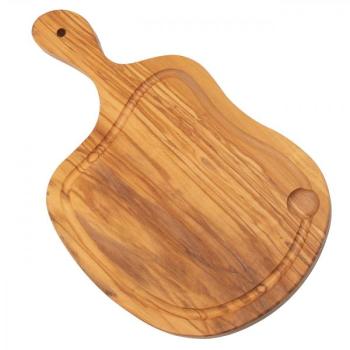 Olivenholz Steak-Brett mit Saftrille - Tranchier- & Schneidebrett für Fleisch, Obst & Gemüse - Handgefertigt, 40x24cm, Unikat, aus Italien