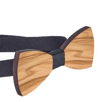 Preview: Olivenholz-Fliege - Handgefertigt, verstellbar, lasergraviertes Muster - Unikat, ideal für Hochzeiten & Anlässe, hellbraun, 100% unbehandelt