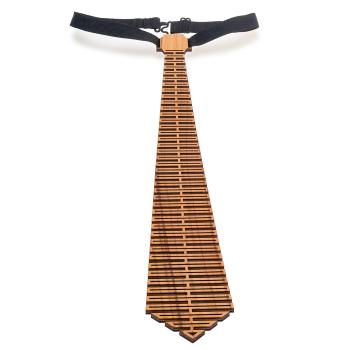 Krawatte aus Olivenholz - Beweglicher Schlips für festliche Anlässe - Handgefertigt, unbehandeltes Naturholz, hellbraun, verstellbar - Made in Italy