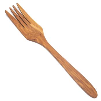 Serviergabel Olivenholz - 4 Zacken 35cm lang - Ideal für Spaghetti Pasta - Handgefertigt italienisches Design - Robust - Unikat