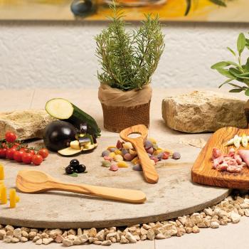 Preview: Rührkelle Olivenholz mit Spitze - Handgefertigt, Küchenhelfer zum Rühren & Abschmecken - 30cm, langlebig, MOCA-zertifiziert, Made in Italy